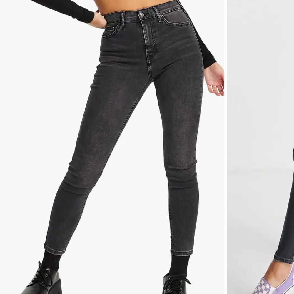TOPSHOP BLACK WASHED DENIM JEANS